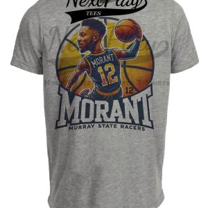 Murray State Racers Ja Morant PG Exclusive Retro March Madness Basketball Artwork Heather Gray Sublimated T-Shirt