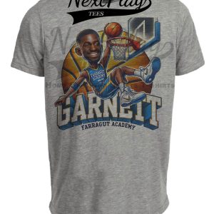 Farragut Academy Kevin Garnett Exclusive Retro March Madness Basketball Artwork Heather Gray Sublimated T-Shirt