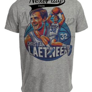 Duke Blue Devils Christian Laetner Exclusive Retro March Madness Basketball 1991 Artwork Heather Gray Sublimated T-Shirt