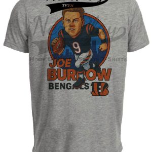 Cincinnati Bengals Joe Burrow Exclusive Retro Football City Artwork Heather Gray Sublimated T-Shirt
