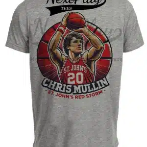 St. John’s Red Storm Redmen Chris Mullin Exclusive Retro March Madness Basketball Artwork Heather Gray Sublimated T-Shirt