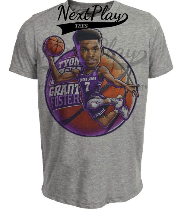 Grand Canyon Antelopes Tyon Grant-Foster Exclusive Retro March Madness Basketball Artwork Heather Gray Sublimated T-Shirt