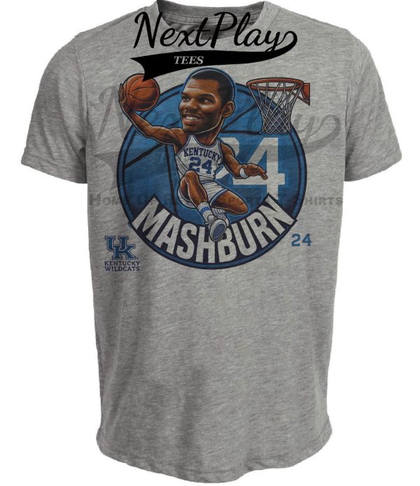 Kentucky Wildcats Jamal Mashburn Exclusive Retro March Madness Basketball Artwork Heather Gray Sublimated T-Shirt