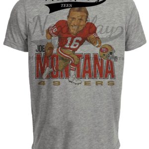 San Francisco 49ers Joe Montana Exclusive Retro Football 1985 Artwork Heather Gray Sublimated T-Shirt
