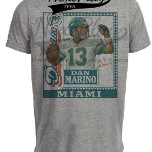 Miami Dolphins Dan Marino Exclusive Retro Football Card 1989 Artwork Heather Gray Sublimated T-Shirt