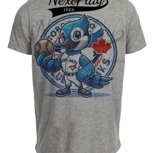 Toronto Blue Jays Exclusive Retro Baseball Mascot Artwork Heather Gray Sublimated T-Shirt