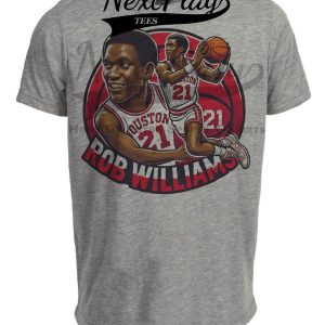 Houston Cougars Rob Williams Exclusive Retro March Madness Basketball Artwork Heather Gray Sublimated T-Shirt