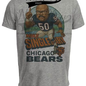 Chicago Bears Mike Singletary Exclusive Retro Football 1985 Artwork Heather Gray Sublimated T-Shirt