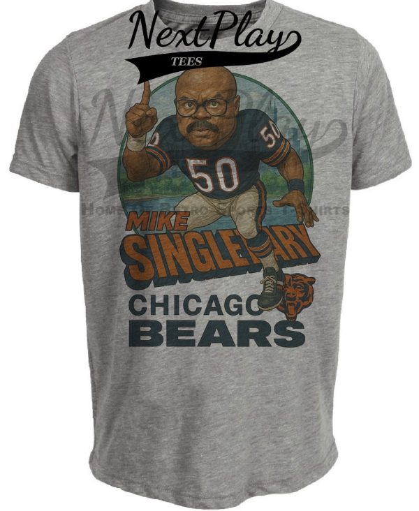 Chicago Bears Mike Singletary Exclusive Retro Football 1985 Artwork Heather Gray Sublimated T-Shirt