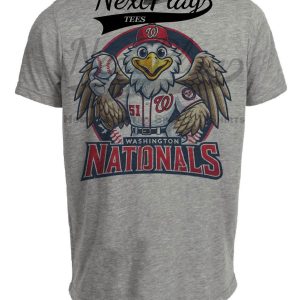 Washington Nationals Exclusive Retro Baseball Mascot Artwork Heather Gray Sublimated T-Shirt