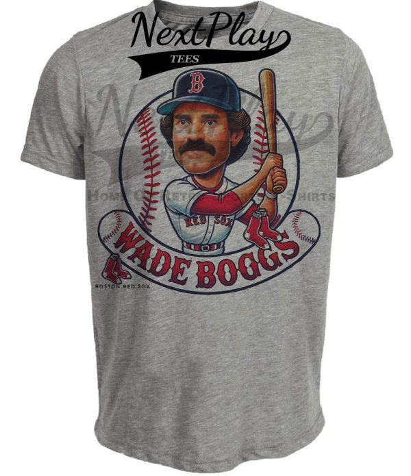 Boston Red Sox Wade Boggs Exclusive Retro Baseball Artwork Heather Gray Sublimated T-Shirt