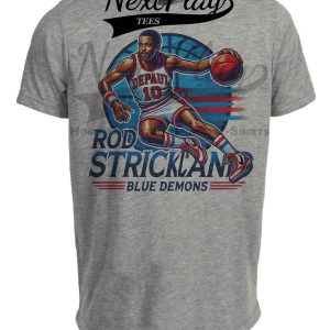 DePaul Blue Demons Rod Strickland Exclusive Retro March Madness Basketball Artwork Heather Gray Sublimated T-Shirt