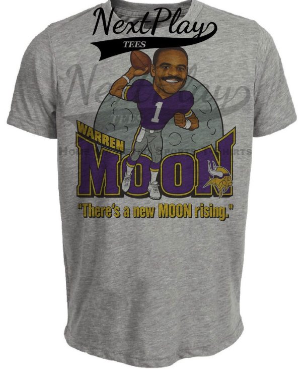 Minnesota Vikings Warren Moon Exclusive Retro Football 1994 Artwork Heather Gray Sublimated T-Shirt