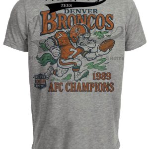 Denver Broncos AFC Champions Exclusive Retro Football 1989 Artwork Heather Gray Sublimated T-Shirt