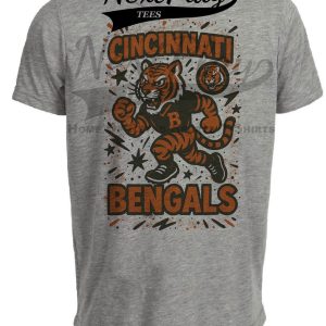 Cincinnati Bengals Graffiti Exclusive Retro Football Artwork Heather Gray Sublimated T-Shirt