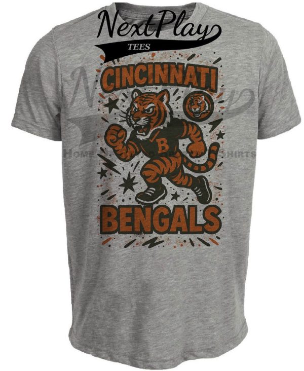 Cincinnati Bengals Graffiti Exclusive Retro Football Artwork Heather Gray Sublimated T-Shirt