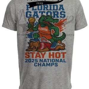 Florida Gators STAY HOT National Champs Exclusive Retro Basketball Artwork Heather Gray Sublimated T-Shirt