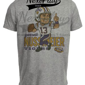 LSU Tigers QB Garrett Nussmeier  Exclusive Retro Football Artwork Heather Gray Sublimated T-Shirt