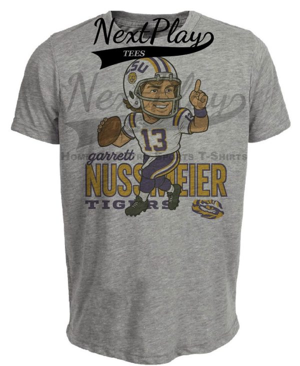 LSU Tigers QB Garrett Nussmeier  Exclusive Retro Football Artwork Heather Gray Sublimated T-Shirt