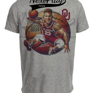 Oklahoma Sooners Blake Griffin Exclusive Retro March Madness Basketball Artwork Heather Gray Sublimated T-Shirt