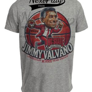 NC State Wolfpack Coach Jimmy Valvano Exclusive Retro March Madness Basketball Artwork Heather Gray Sublimated T-Shirt