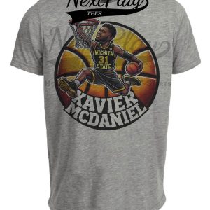 Wichita State Shockers Xavier McDaniel Exclusive Retro March Madness Basketball Artwork Heather Gray Sublimated T-Shirt