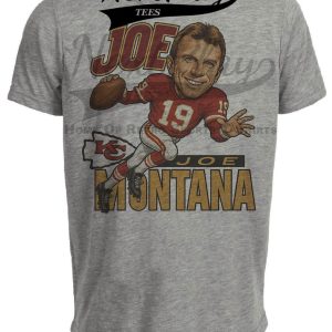 Kansas City Chiefs Joe Montana Exclusive Retro Football 1993 Artwork Heather Gray Sublimated T-Shirt