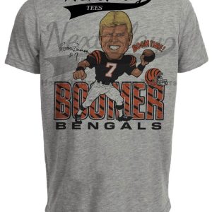 Cincinnati Bengals Boomer Esiason Exclusive Retro Football 1988 Artwork Heather Gray Sublimated T-Shirt