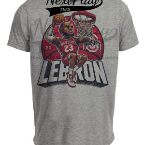 Ohio State Buckeyes LeBron James Exclusive Retro March Madness Basketball Artwork Heather Gray Sublimated T-Shirt