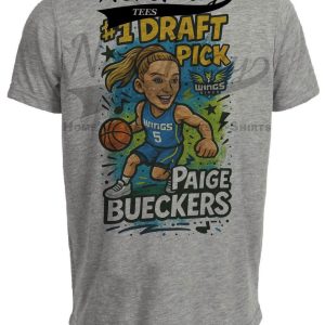 Dallas Wings Paige Bueckers #1 Draft Pick Exclusive Caricature Basketball Artwork Heather Gray Sublimated T-Shirt