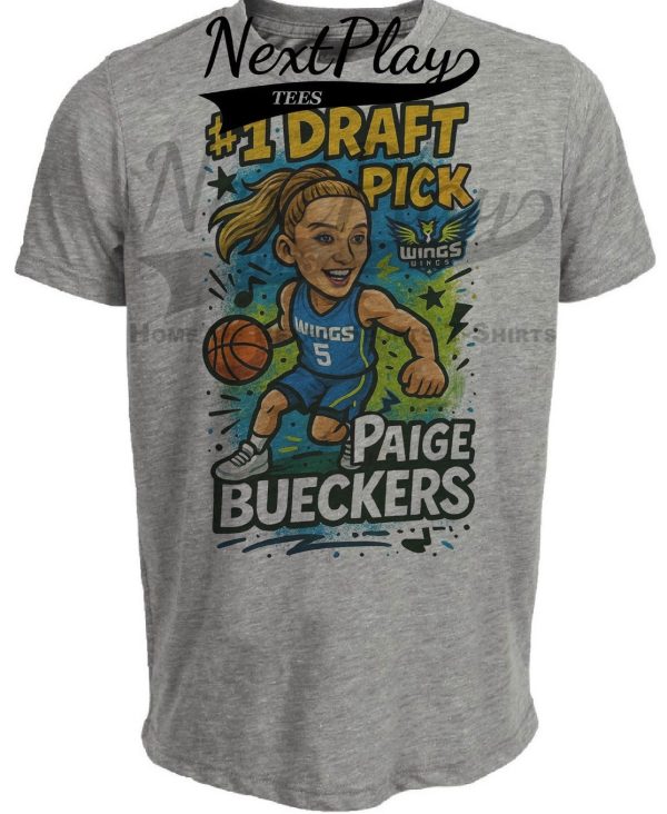 Dallas Wings Paige Bueckers #1 Draft Pick Exclusive Caricature Basketball Artwork Heather Gray Sublimated T-Shirt