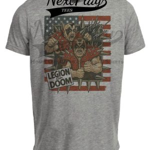 Legion Of Doom Animal & Hawk Wrestling Caricature Artwork Heather Gray Sublimated T-Shirt