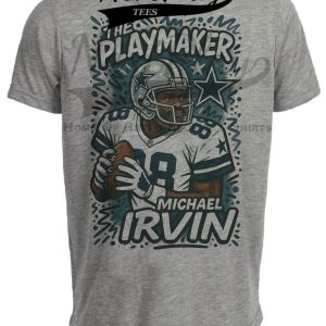 Dallas Cowboys Michael Irvin The Playmaker Exclusive Caricature Football Artwork Heather Gray Sublimated T-Shirt