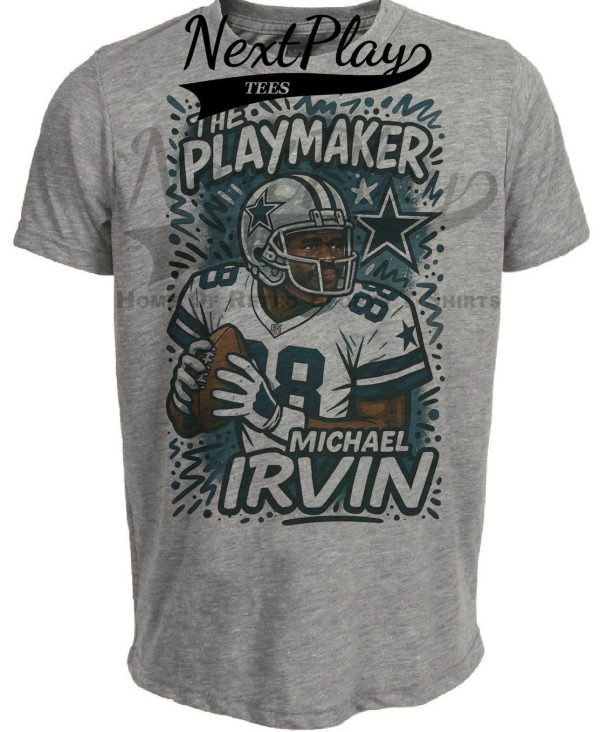 Dallas Cowboys Michael Irvin The Playmaker Exclusive Caricature Football Artwork Heather Gray Sublimated T-Shirt