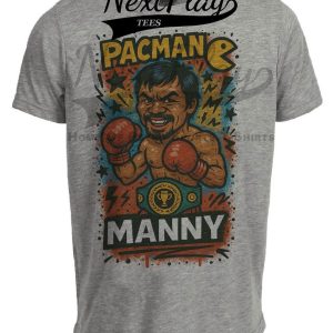 Manny PacMan Pacquiao Boxing Exclusive Retro Caricature Artwork Heather Gray Sublimated T-Shirt