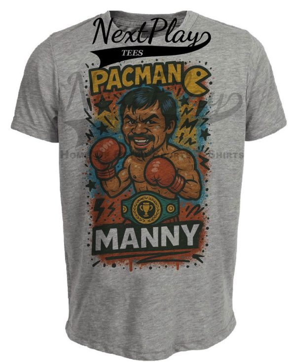 Manny PacMan Pacquiao Boxing Exclusive Retro Caricature Artwork Heather Gray Sublimated T-Shirt