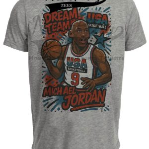 USA Olympics Dream Team Michael Jordan Exclusive Caricature Basketball 1992 Artwork Heather Gray Sublimated T-Shirt