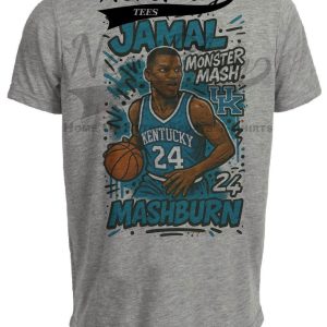 Kentucky Wildcats Jamal Mashburn Exclusive Caricature Basketball Artwork Heather Gray Sublimated T-Shirt
