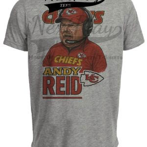 Kansas City Chiefs Coach Andy Reid Exclusive Caricature Football Artwork Heather Gray Sublimated T-Shirt