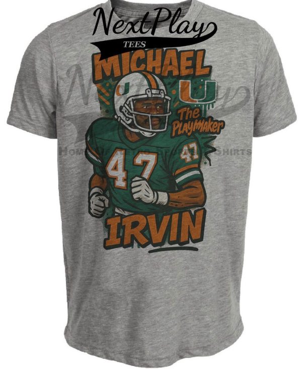 Miami Hurricanes Michael Irvin The Playmaker Exclusive Caricature Football Artwork Heather Gray Sublimated T-Shirt