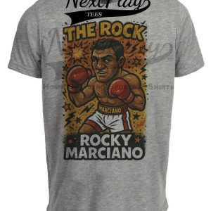 Rocky Marciano The Rock Boxing Exclusive Retro Caricature Artwork Heather Gray Sublimated T-Shirt