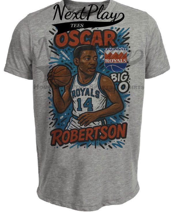 Cincinnati Royals Oscar Robertson Exclusive Caricature Basketball Artwork Heather Gray Sublimated T-Shirt