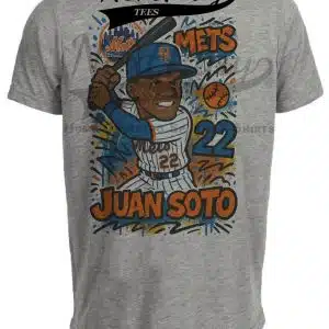 New York Mets Juan Soto Exclusive Caricature Baseball Artwork Heather Gray Sublimated T-Shirt