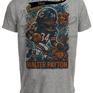 Chicago Bears Walter Payton Sweetness Exclusive Caricature Football Artwork Heather Gray Sublimated T-Shirt
