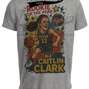 Indiana Fever Caitlin Clark Rookie Of The Year Exclusive Caricature Basketball Artwork Heather Gray Sublimated T-Shirt