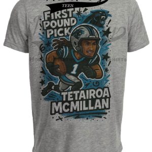 Carolina Panthers Tetairoa McMillan First Round Draft Exclusive Football Artwork Heather Gray Sublimated T-Shirt
