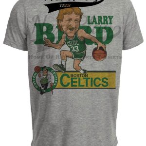 Boston Celtics Retro Larry Bird Basketball 1984 Artwork Heather Gray Sublimated T-Shirt