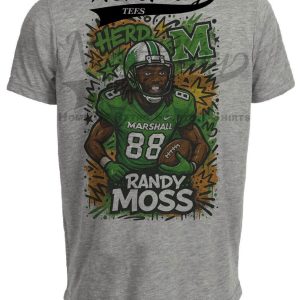 Marshall Thundering Herd Randy Moss Exclusive Caricature Football Artwork Heather Gray Sublimated T-Shirt