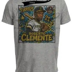 Pittsburgh Pirates Roberto Clemente Exclusive Caricature Baseball Artwork Heather Gray Sublimated T-Shirt