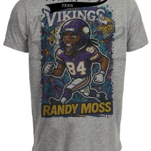 Minnesota Vikings Randy Moss Exclusive Caricature Football Artwork Heather Gray Sublimated T-Shirt